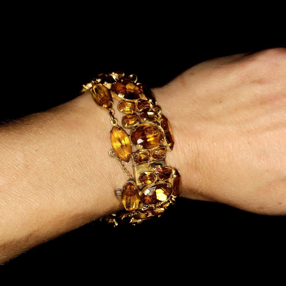 Vintage Amber Crystal Necklace, Earrings & Bracelet - Picture 4 of 8